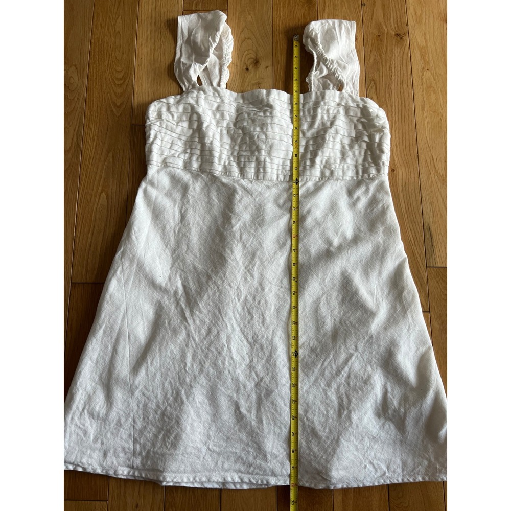 Abercrombie & Fitch Emerson Cap Sleeve Mini Dress White Linen Blend Womens XL - Picture 3 of 10